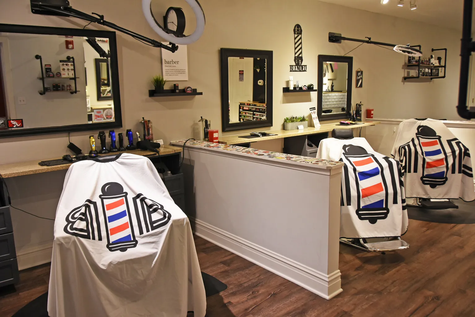 Interior shot of Blended Barbershop