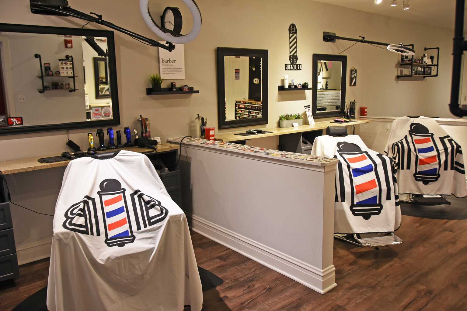 Interior shot of Blended Barbershop